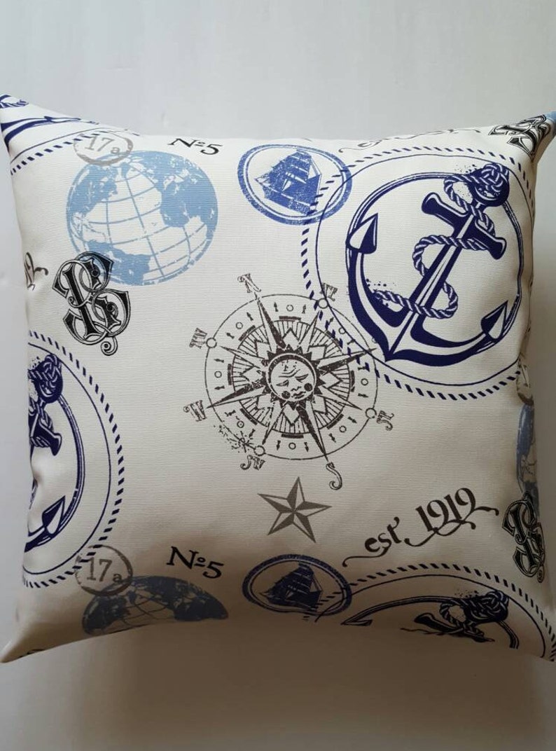 Nautical 20 inch 100 Cotton Throw Pillow Cover with World Etsy