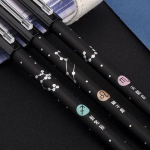Constellation Pens - Black Ink, 0.5mm, Erasable Gel Pens, Erasable Pens, Cute Pens, Kawaii Gel Pens, Cute School Supplies, Star Sign, Zodiac
