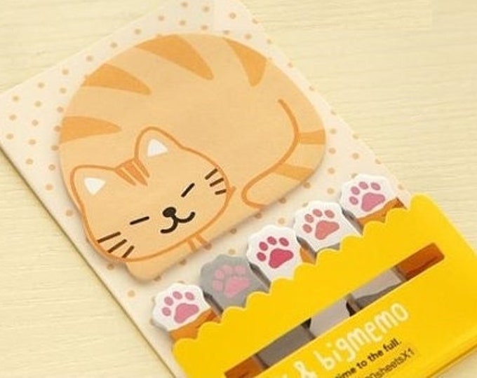 Orange Cat Sticky Notes - Kawaii Sticky Index Tabs, Stationery, Cute ...