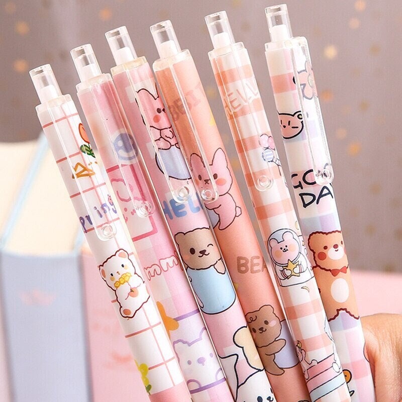 Set of 6 Bear Pens 6 Piece Set Black Ink 0.5mm Cute & Etsy