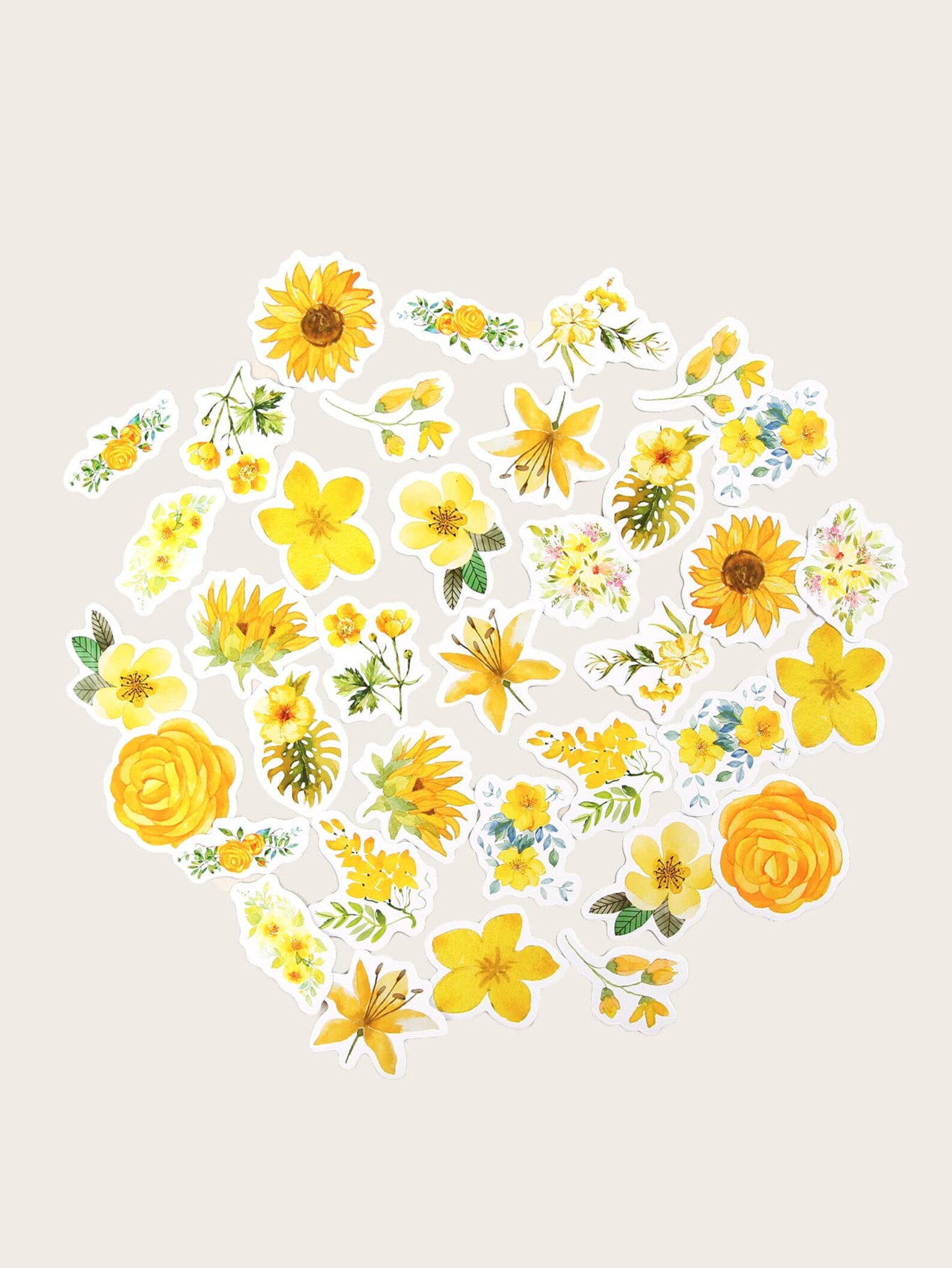 Yellow Floral Stickers 45 Flower Stickers Sticker Flakes Etsy