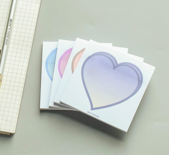 Heart Sticky Notes 50 Sheets, Cute Sticky Notes, Cute Stationary, Kawaii  Stationery, Cute Notepads, Cute School Supplies, Best Wishes Memo 