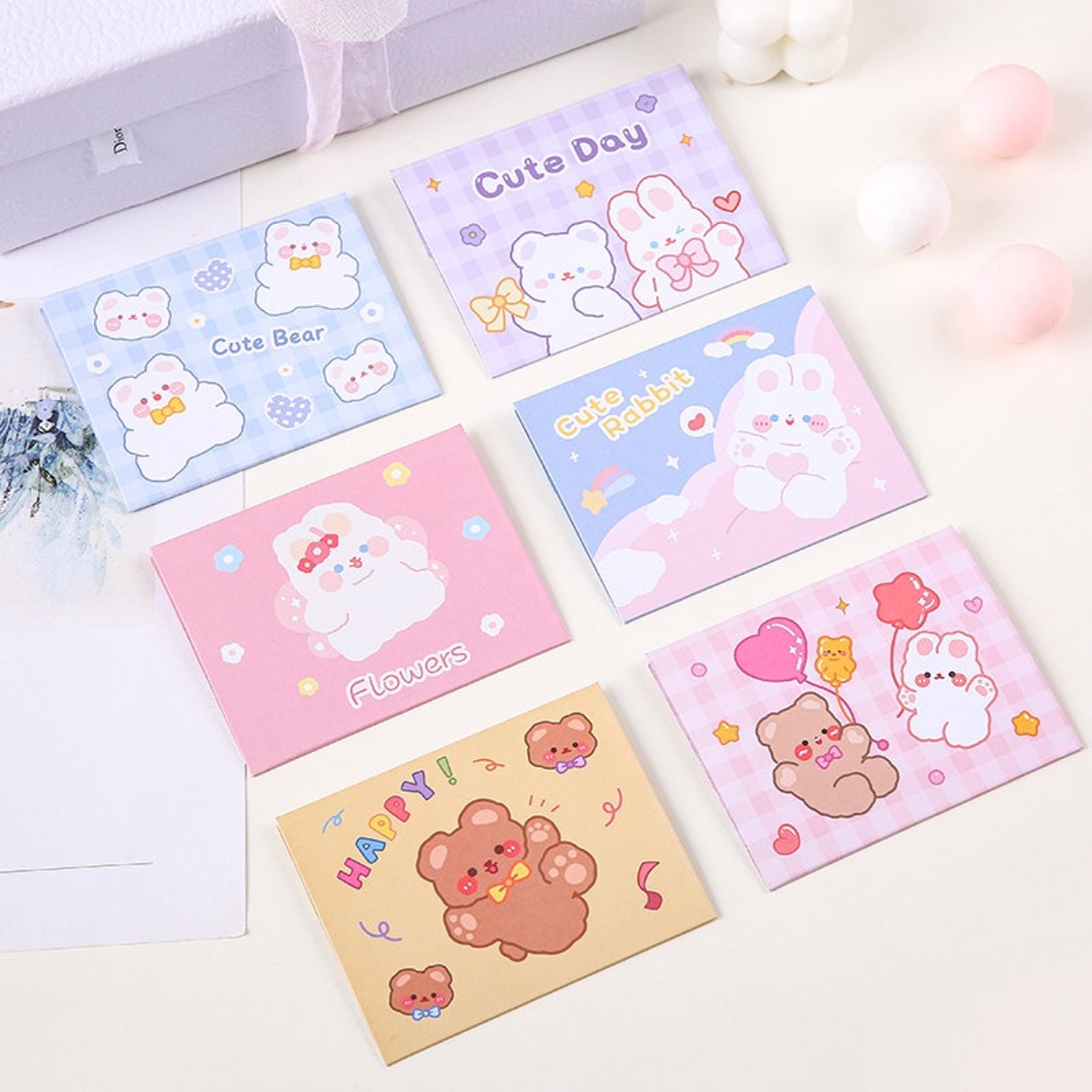 Kawaii Greeting Cards Small Foldable Cards All Occasion Etsy