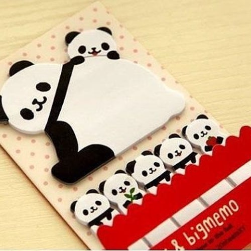 Panda Sticky Notes Kawaii Stationery Panda Memo Pad Cute Etsy