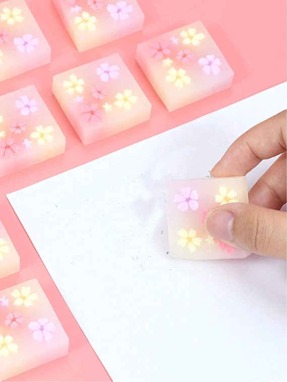 Sakura Flower Erasers Semi Clear Transparent Erasers Cherry Etsy