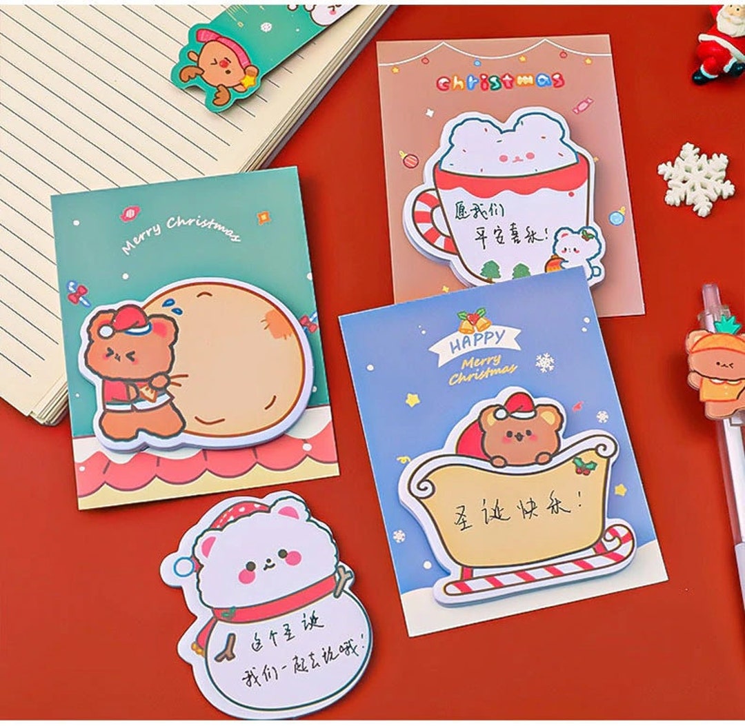 Notes 2x2 Christmas Notepad Winter Holiday Themed Notepad Sticky Santa  Notepad Work Study Shopping to Do List Cute Sticky Notes Set (E, One Size)  : : Office Products