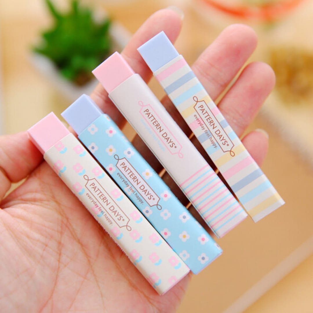 Kawaii Stick Erasers Cute Pencil Erasers Long Stick Etsy