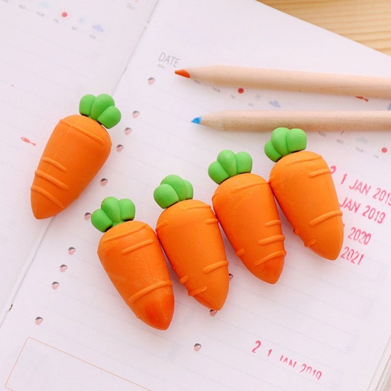 Carrot Erasers Cute Small Erasers, Kawaii Stationary, Cute Pencil Erasers,  Pencil Cap Erasers, Kawaii Pencil Erasers, Cute School Erasers 