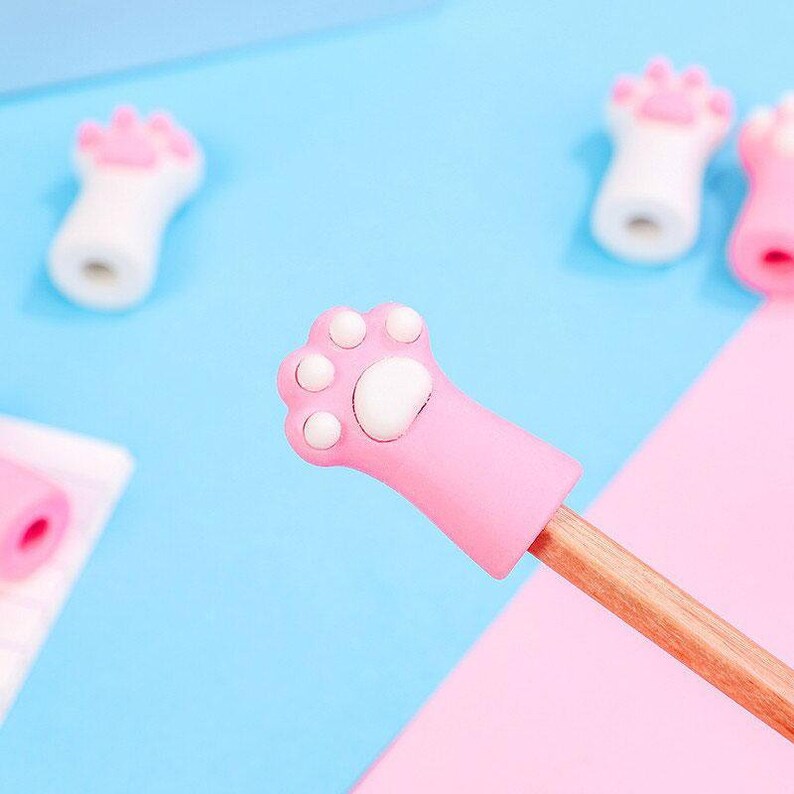 Cat Paw Print Erasers Pink White Cute Paw Prints Cat Paw Etsy
