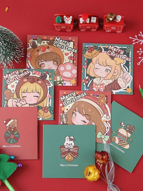 Anime Christmas Cards Greeting Cards With Envelope Cute - Etsy Anime Christmas Cards Greeting Cards With Envelope Cute - Etsy