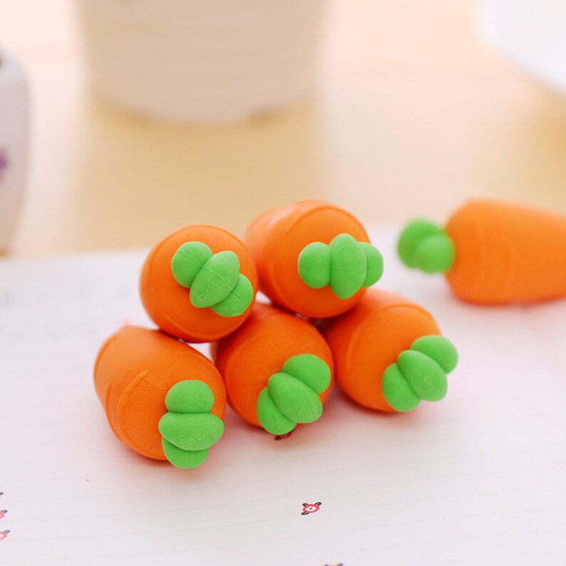 Carrot Erasers Cute Small Erasers Kawaii Stationary Cute Etsy