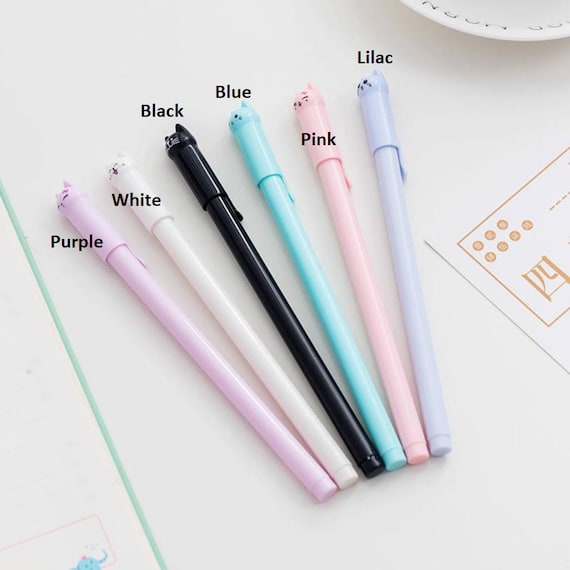 Happy Cat Pens Black Ink, 0.5mm, Kawaii Cat Pens, Cute Gel Pens
