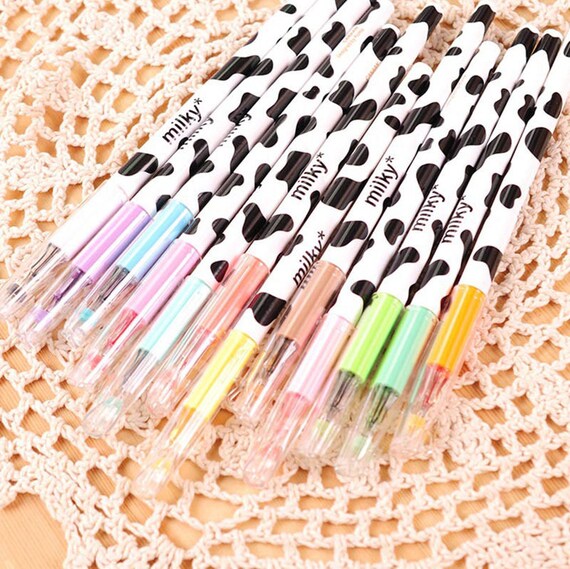 Colorful Diamond Cute Milky Kawaii Cow Design Gel Pens For - Temu