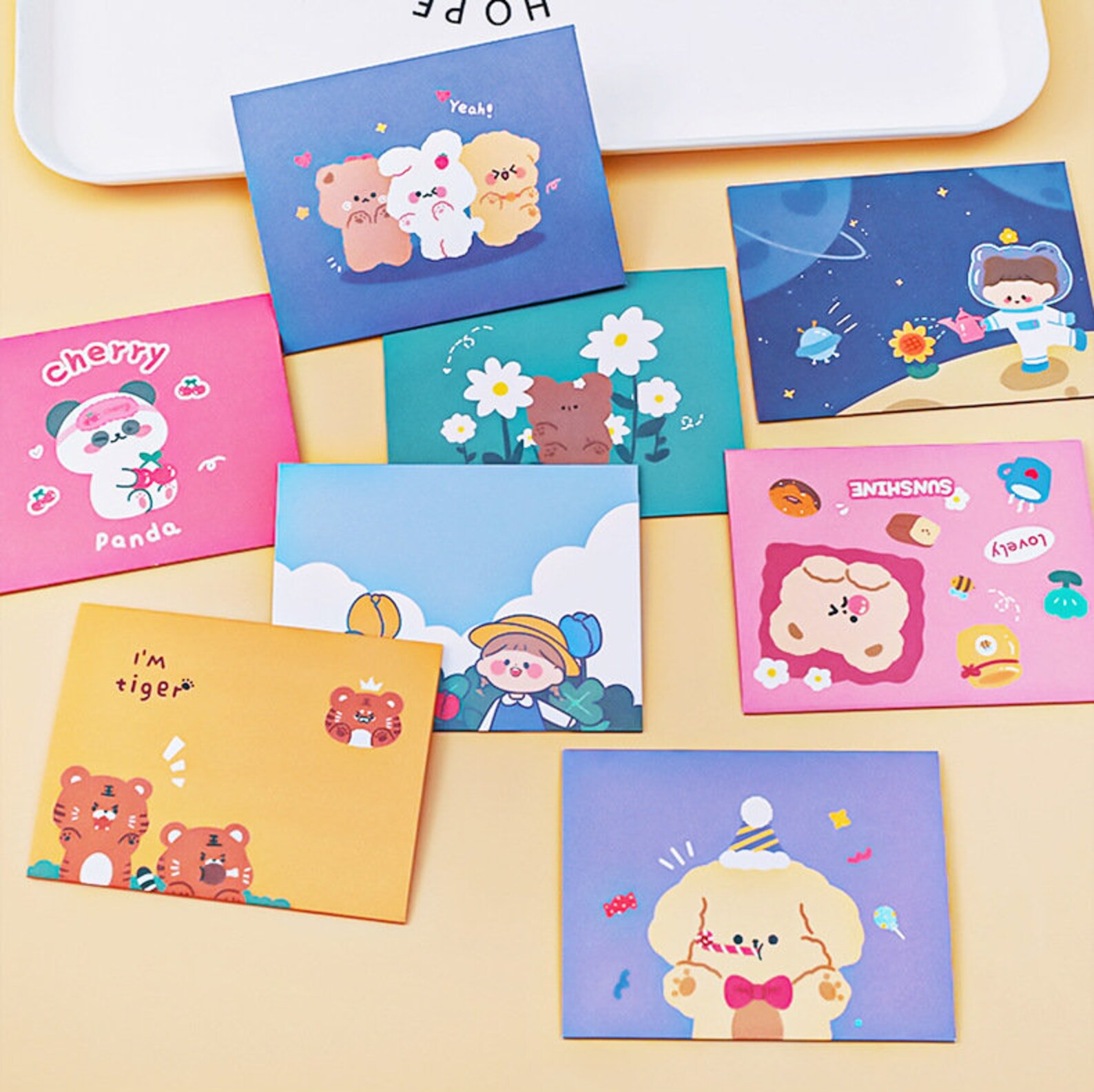 Small Cute Greeting Cards Foldable Cards Kawaii Cards Cute Etsy