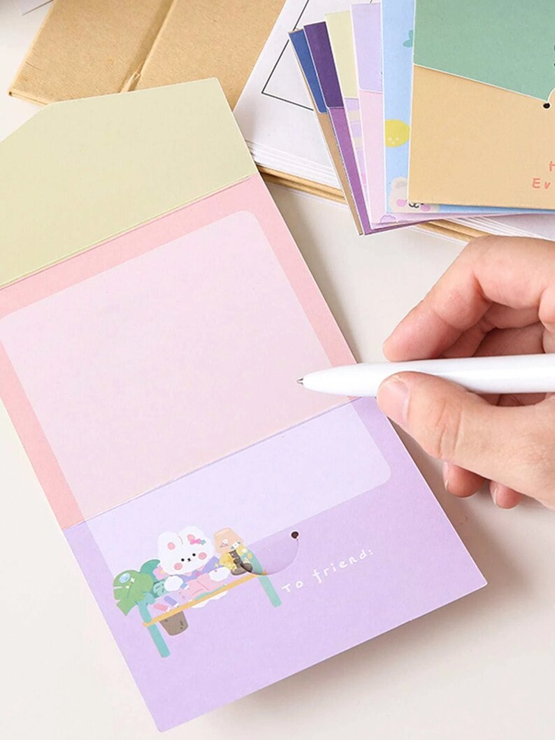 Kawaii Greeting Cards Small Foldable Cards Friendship Etsy