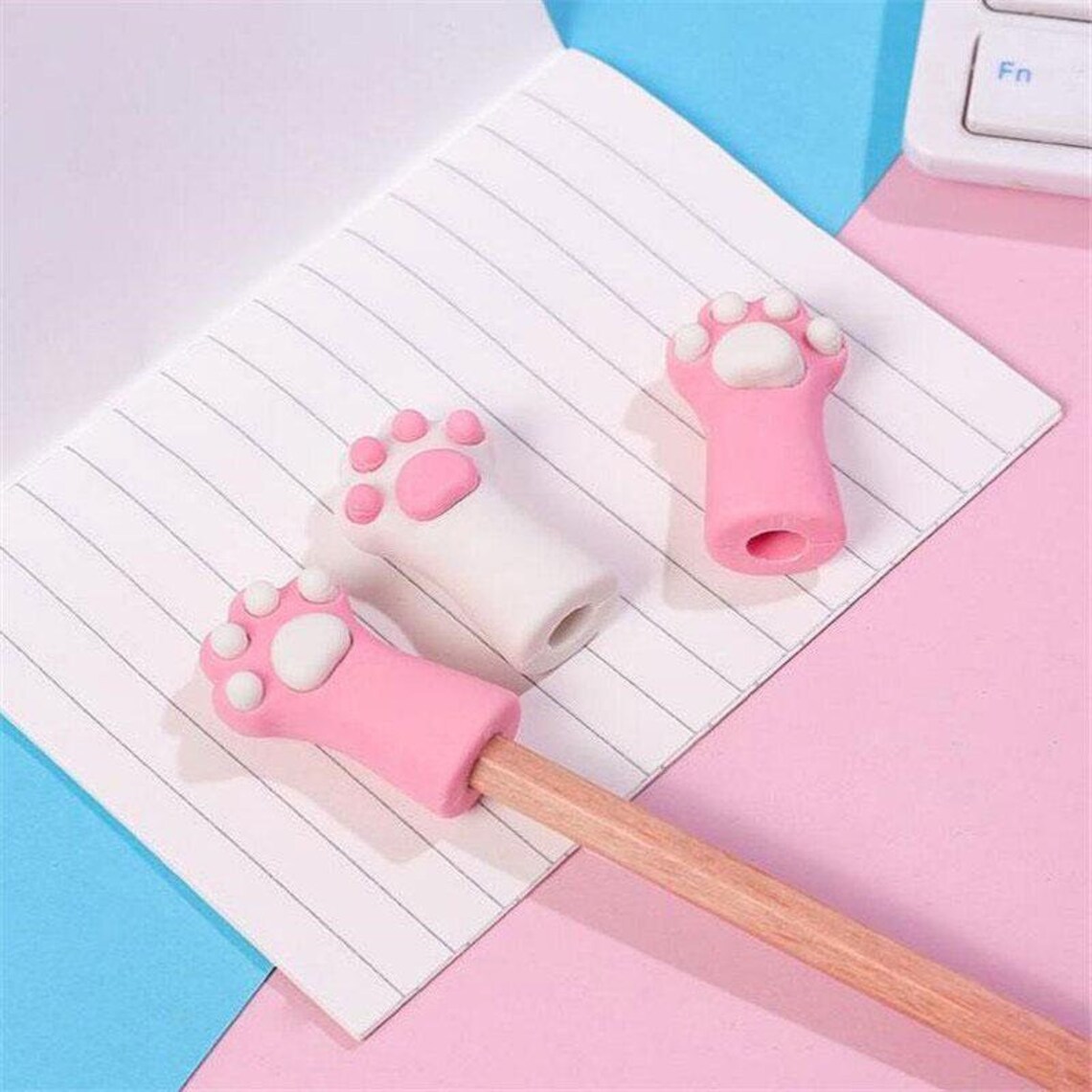 Cat Paw Print Erasers Pink White Cute Paw Prints Cat Paw Etsy