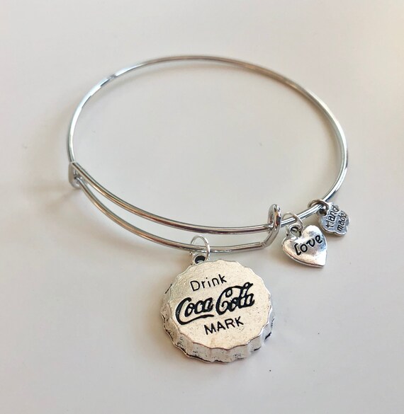 Soda Bangle Silver Soda Bracelet Soda Pop Bracelet Cola Charm Bracelet Soda Jewelry Adjustable Bangle Expandable Bangle Personalized Bangle