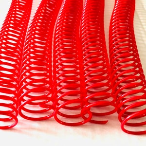 Coil Binding, 22mm diameter red, 5 included, Rocketbook Coil Binding, Spiral Binding Coil, Notebook Coil, Binder Spine Coil, Plastic Coil