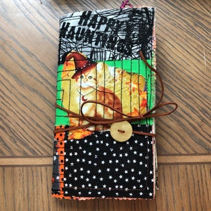 Halloween Junk Journal, Fabric Cover Halloween Journal, Writing Halloween Journal, October Daily Junk Journal