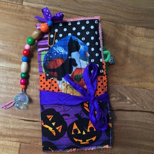 Halloween Junk Journal, Fabric Cover Halloween Journal, Writing Halloween Journal, October Daily Junk Journal