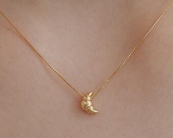 Dainty Croissant Charm Nekclace in Sterling Silver,croissant