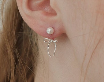 Pearl ribbon earrings