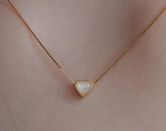 Mother of Pearl Heart Pendant Necklace,pearl Heart Necklace