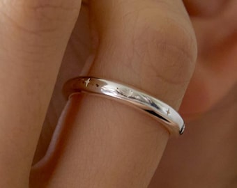 Minimalist Celestial Ring,Thin Starburst Ring,Dainty Silver Ring,Simple Band Ring,Perfect Stacking Ring for Pinky Ring,Gift for Her (CR1826)