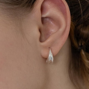 Double Hoop Huggie Earrings, Hinged Hoop Earrings,Dainty Hoop Earrings,Sterling Silver Trendy Jewelry, Gift For Her (EC3178)
