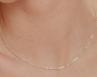 Dainty Geometric Oval Round Beads Chain Choker Necklace, Minimalist  Silver chain Necklace, Contemporary Jewelry, Gift for Her (NZ2009)