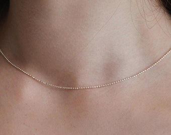 Sterling Silver Multi Beaded Necklace,Delicate Ball Chain Necklace,Silver Satellite Chain Necklace, Minimalist Jewelry,Gift for Her (NZ2415)