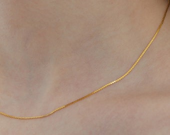 Tiny Flat Twist Silver Chain Choker, Minimalist Silver Chain Necklace, Perfect for Layering, Everyday Jewelry, Gift for Her (NZ2011)