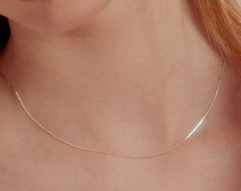 Sterling Silver Tiny Flat Twist Chain Choker,Minimalist Silver Chain Necklace,Perfect for Layering,Everyday Jewelry,Gift for Her (NZ2011)