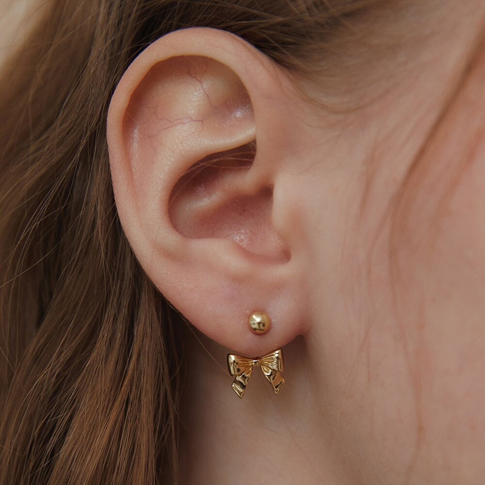 【TATIANA】(silver925) French Ribbon Tie EarJacket Earring MUSINSA | TATIANA (Silver 925) French Ribbon Tie Ear Jacket