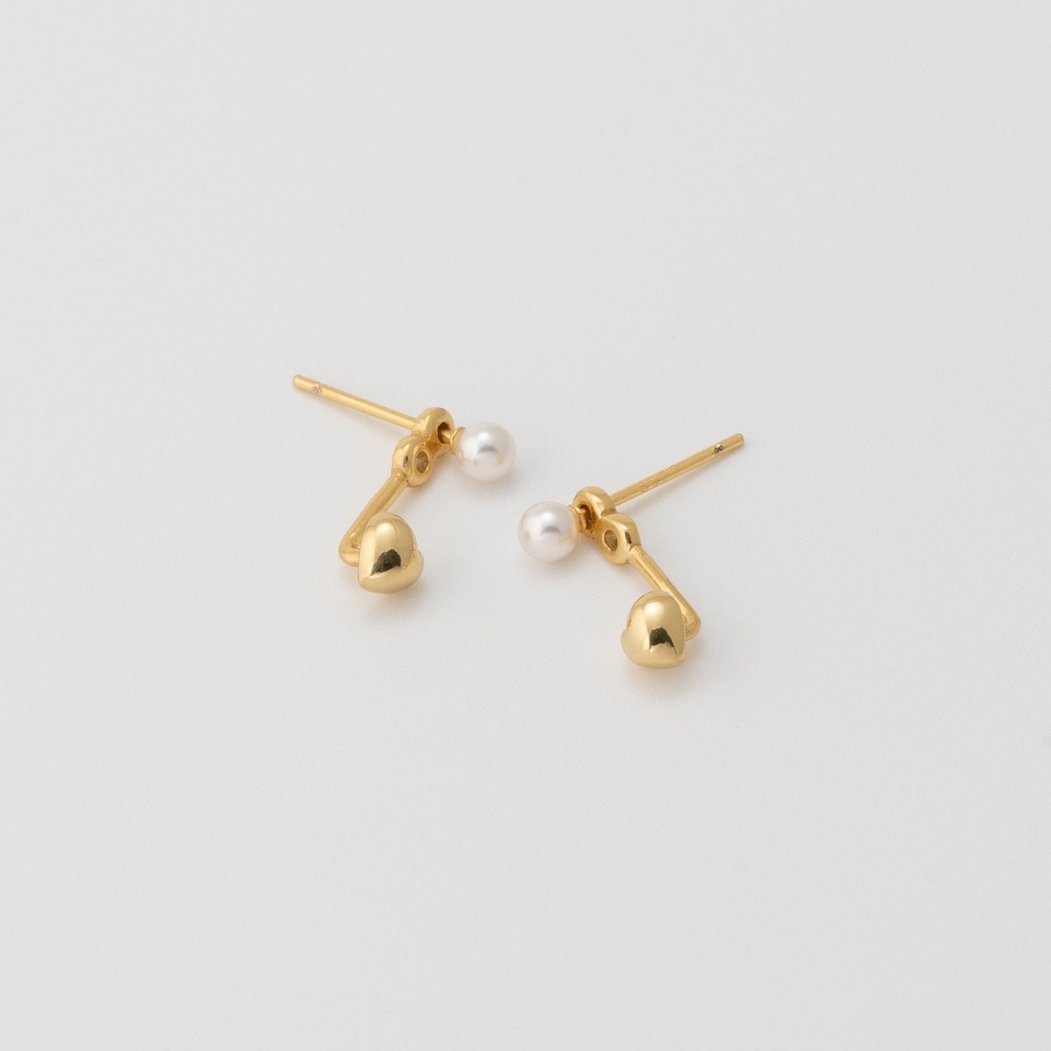 Sterling Silver Pearl&heart Ear Jacket Earrings,dainty Pearl