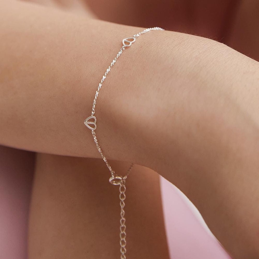 ☆TATIANA☆ Silver 925 Mini Heart Clear Bead Bracelet BR1796 Return to Tiffany® Pink Mini Heart Bead Bracelet in Silver