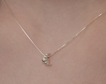 Dainty Croissant Charm Nekclace in Sterling Silver,croissant