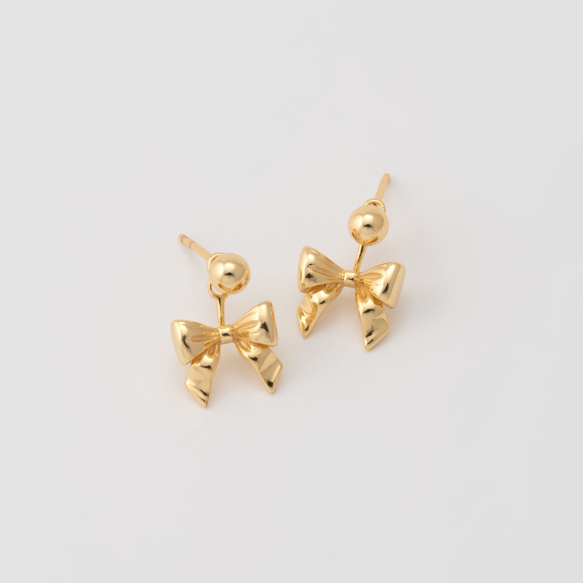 Sterling Silver Bow Ear Jacket Earrings, Dainty Bow Earrings
