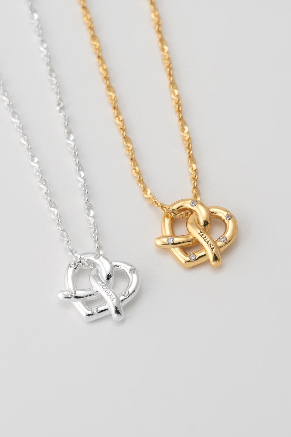 TATIANA☆[Silver925] Glow Pretzel Heart Necklace Designer fashion, Seoul-fully created | W Concept