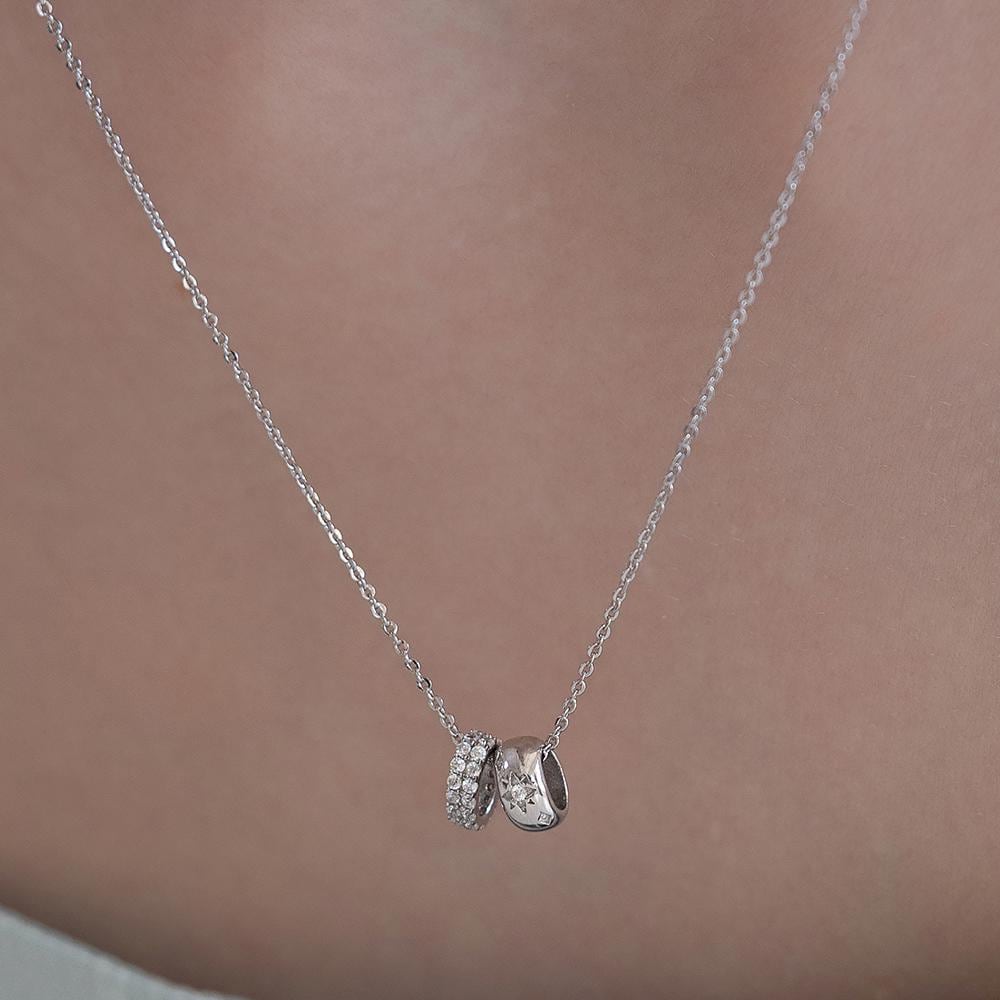 【TATIANA】(Silver925) Gleaming Rings Necklace 韓国発 TATIANA】(Silver925) Multi Ornament Necklace 韓国発 (TATIANA