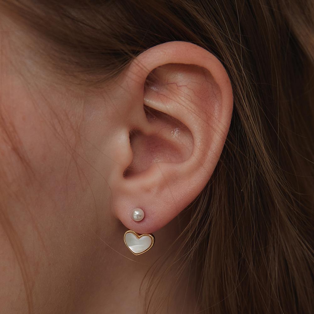 Mother of Pearl Ear Jackets in Sterling Silver,shell Hart