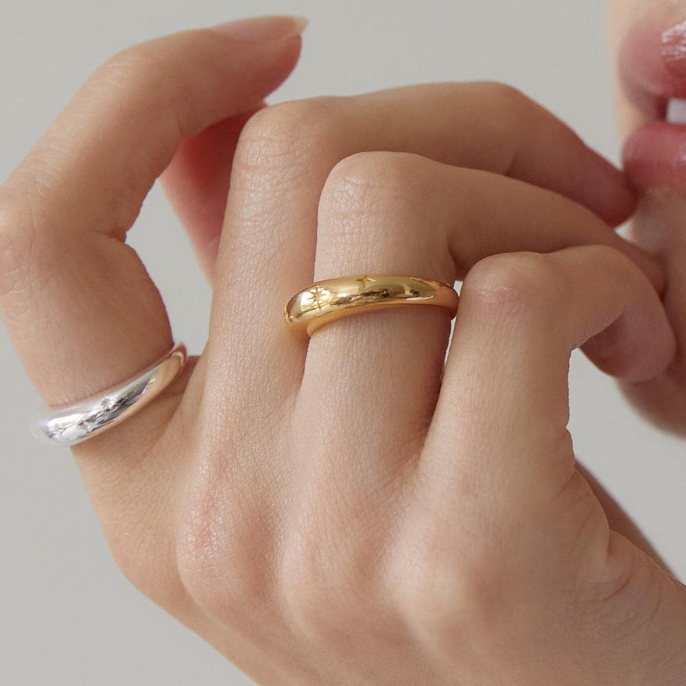 ☆TATIANA☆ Silver 925 Bold Star Pattern Ring CR1825 Bold Star Pattern Ring,minimalist Starburst Ring,casual Ring