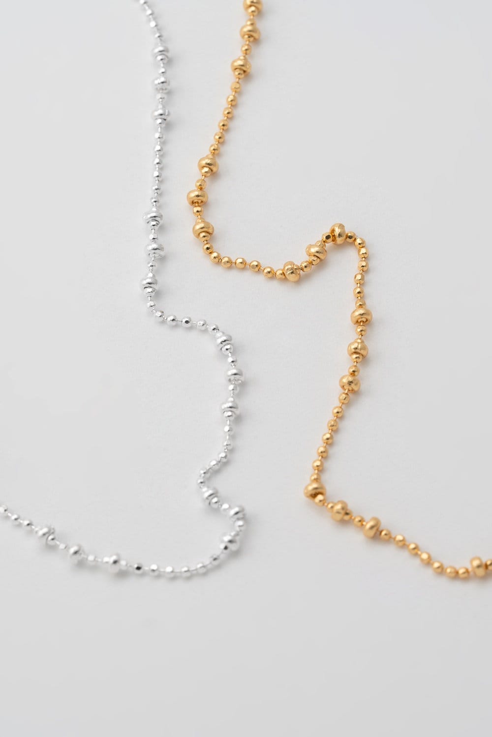 【TATIANA】(Silver 925) Triple Ball Chain Necklace Sterling Silver Satellite Chain Necklace, Delicate Layering