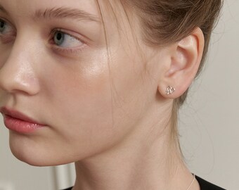 Pretzel Heart Pearl Earrings, Tiny Love Knot Earrings