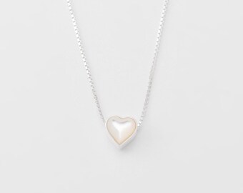 Mother of Pearl Heart Pendant Necklace,pearl Heart Necklace
