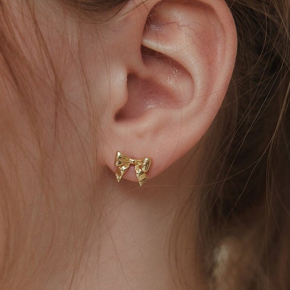 Dainty Bow Pearl Earrings For Women - 14K Gold/Silver Plated Hypoallergenic Stud & Drop Earrings - Elegant Jewelry