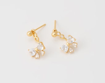 Diamond Butterfly Ribbon Ear Jacket Earrings, Twinkle Bow