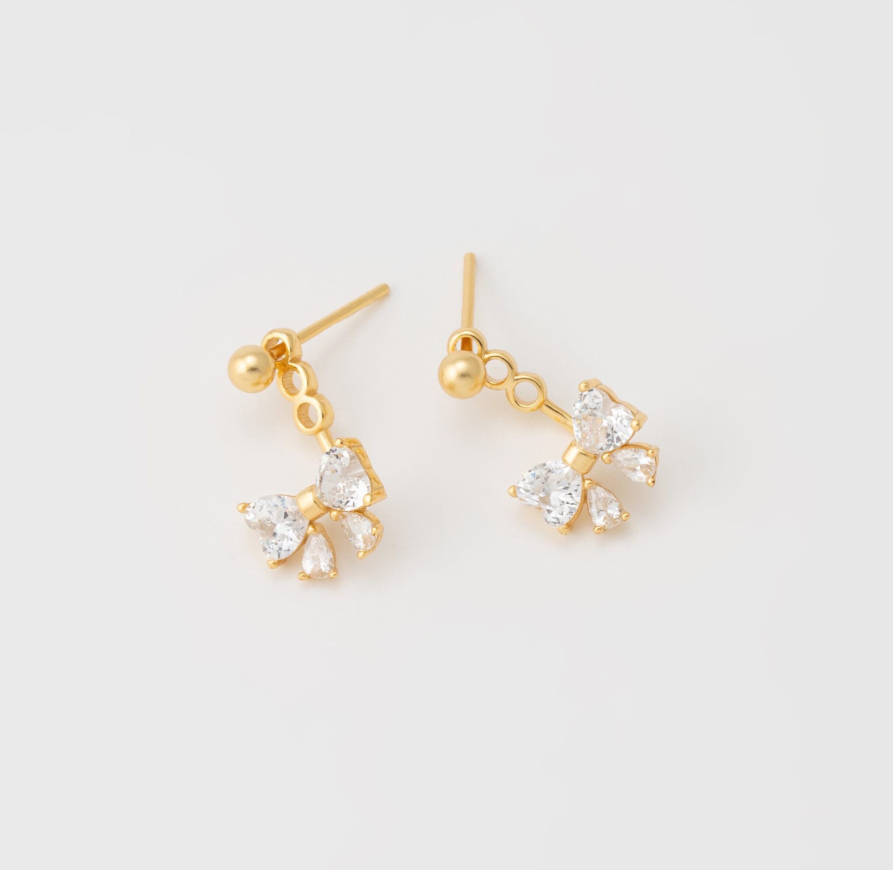 【TATIANA】Twinkle Butterfly Ribbon EarJacket Earring EC3082 Diamond Butterfly Ribbon Ear Jacket Earrings, Twinkle Bow