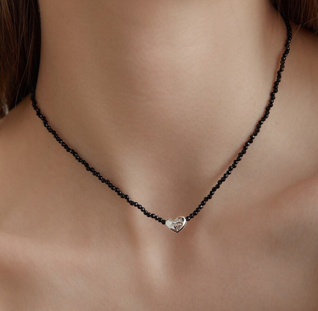 【TATIANA】Dainty Heart Beads Necklace NZ2443〜ネックレス Dainty Heart Pendant Beads Choker Necklace in Sterling