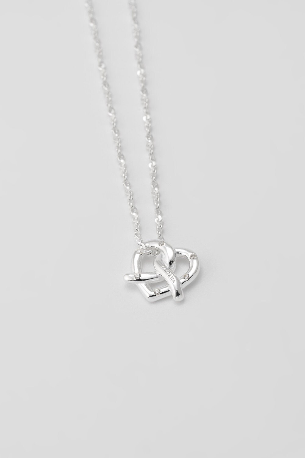 ☆TATIANA☆ Silver 925 Pretzel Heart and Ball Necklace NZ218 Dainty Pretzel Heart Necklace,pretty Love Knot Necklace